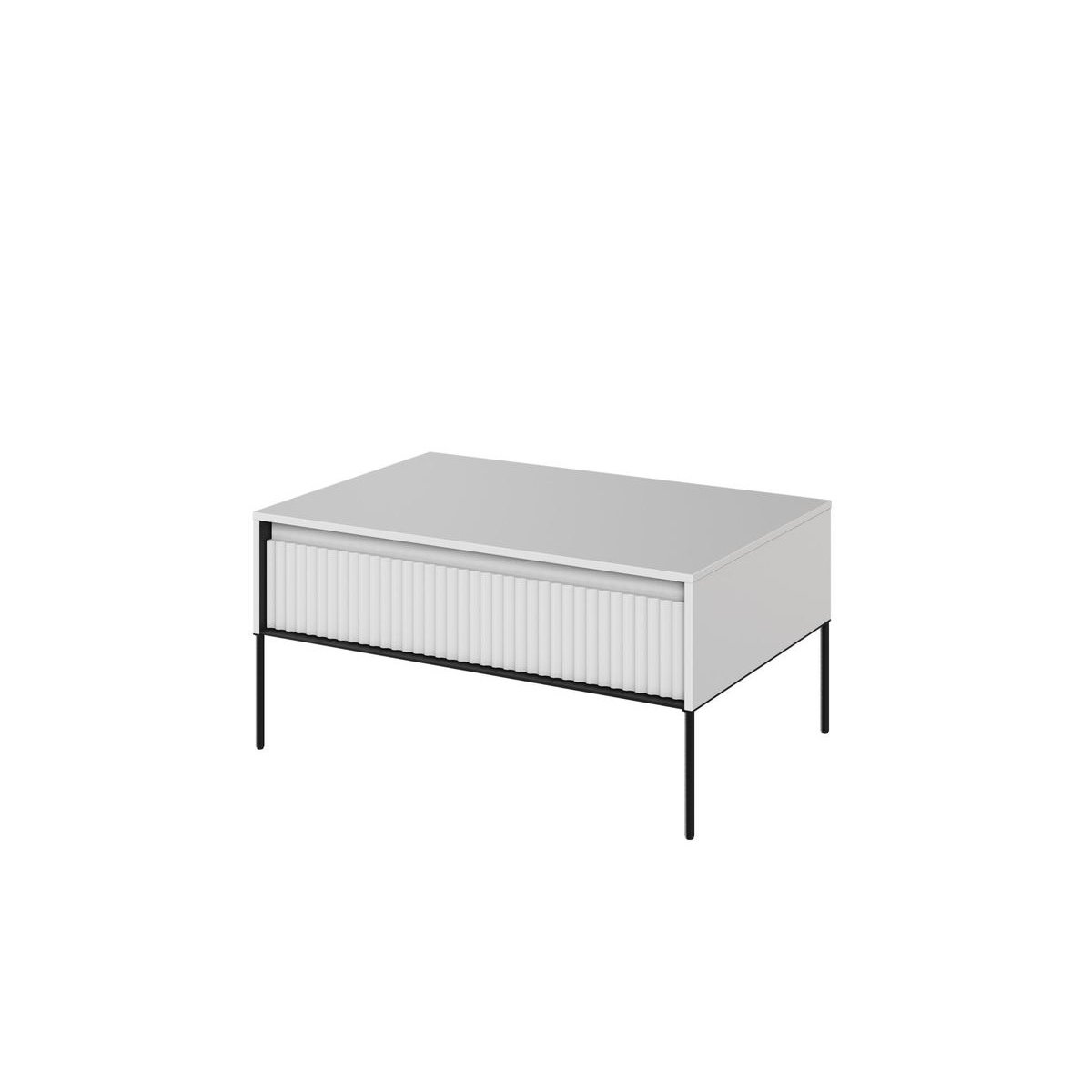 Table basse rectangle en panneaux de particules, LENARA blanc, BOBOCHIC