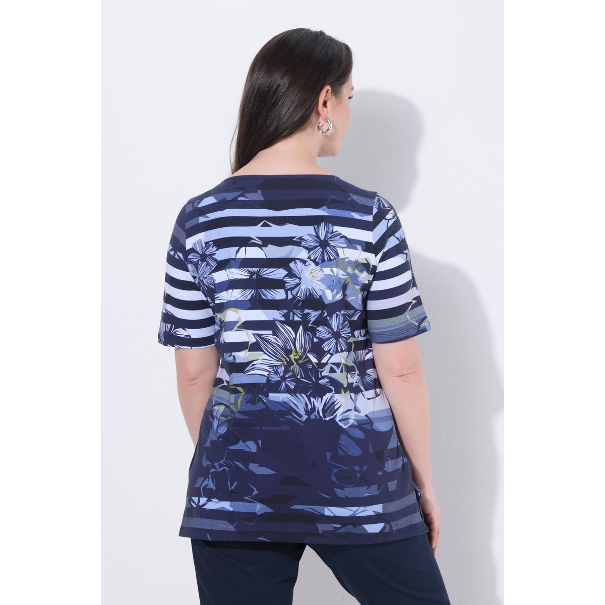 T-shirt en coton Pima marine foncé, ULLA POPKEN
