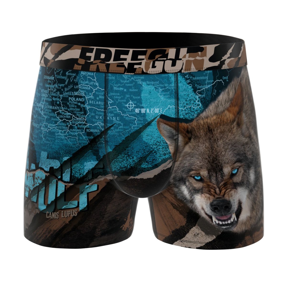Lot De 3 Boxers Microfibre marron/jaune/noir/vert/noir/bleu, FREEGUN