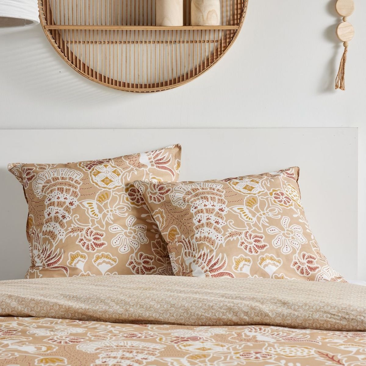 Parure de lit imprimé Floral coton SUNSHINE EDDIE beige, TODAY