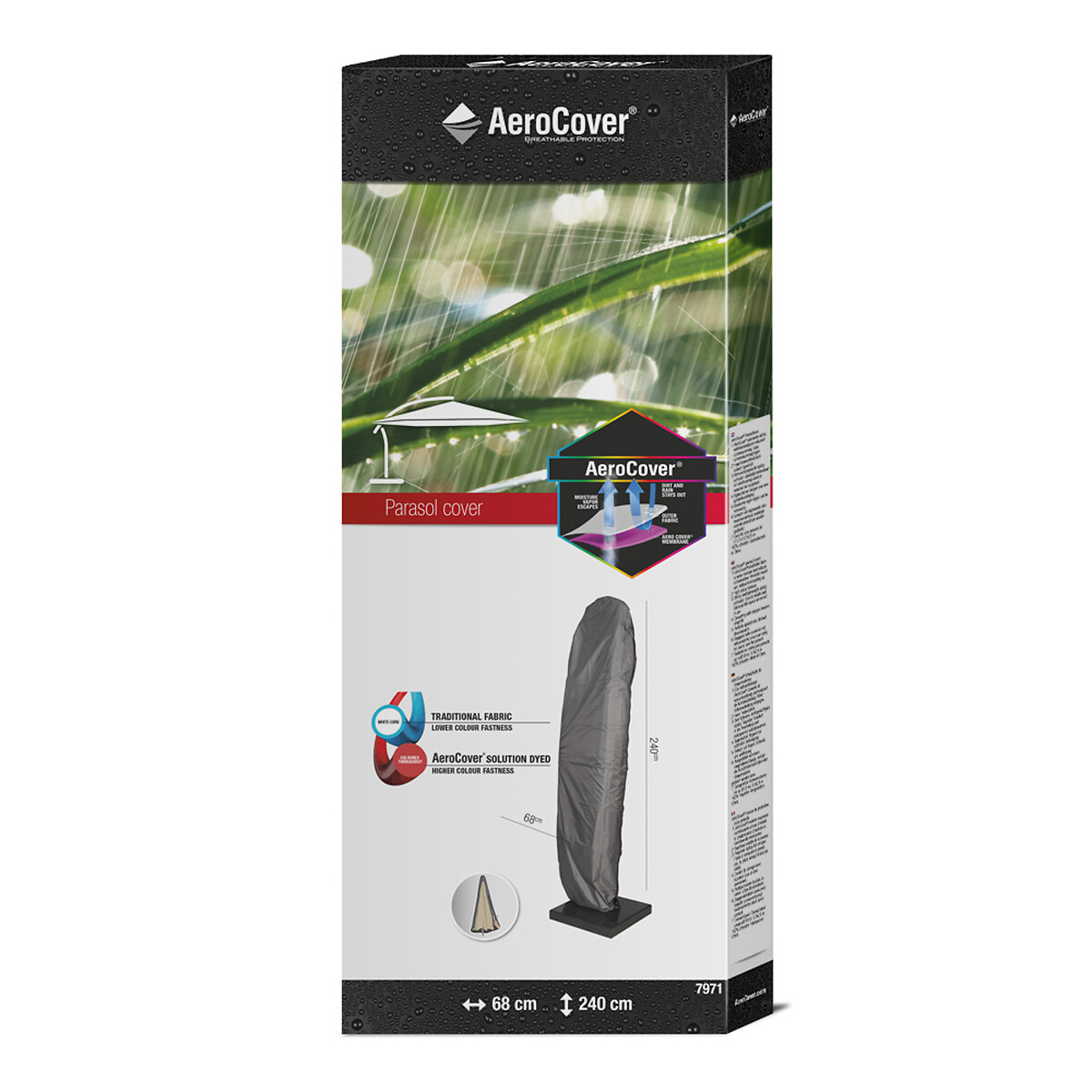 Garden Free Arm Parasol Cover 240x68cm grey, AEROCOVER