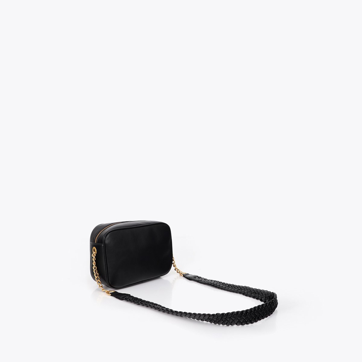 Sac bandoulière matelassé à clous et logo métallique noir, LOLA CASADEMUNT