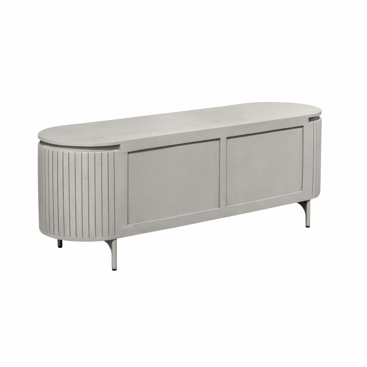 Meuble TV ovale en bois, 3 portes CALERO gris, PIER IMPORT