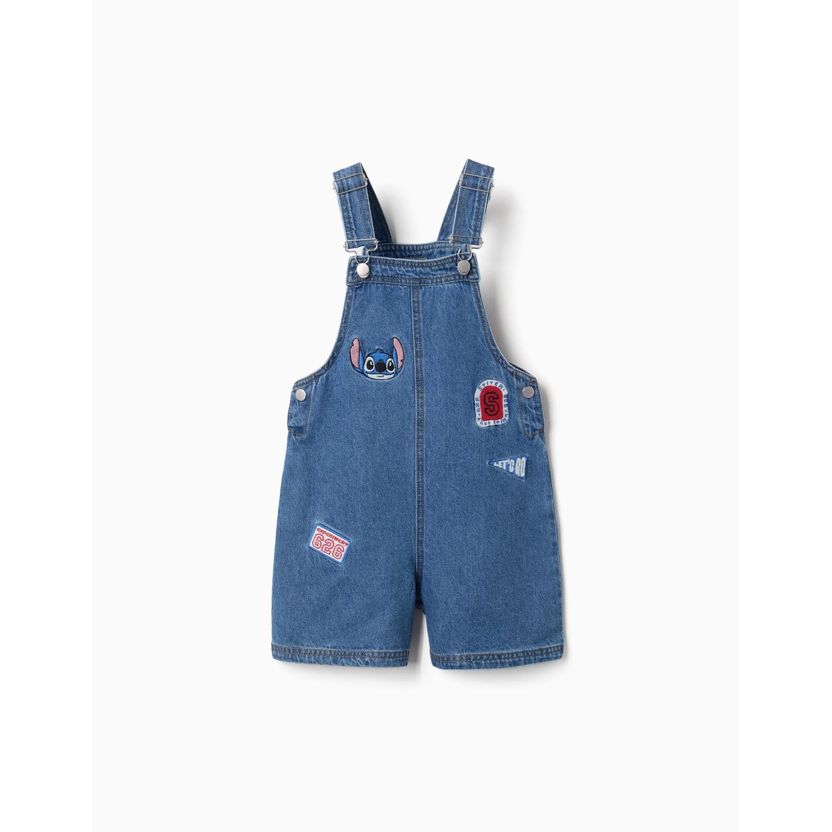 Salopette courte en jean avec broderies Stitch bleu, ZIPPY
