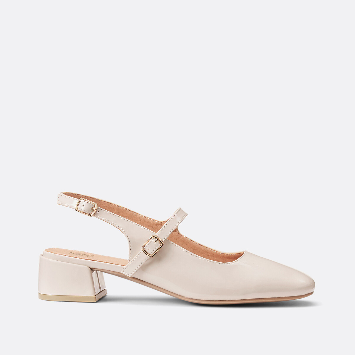 Ballerines babies vernies à petit talon ecru, LA REDOUTE COLLECTIONS