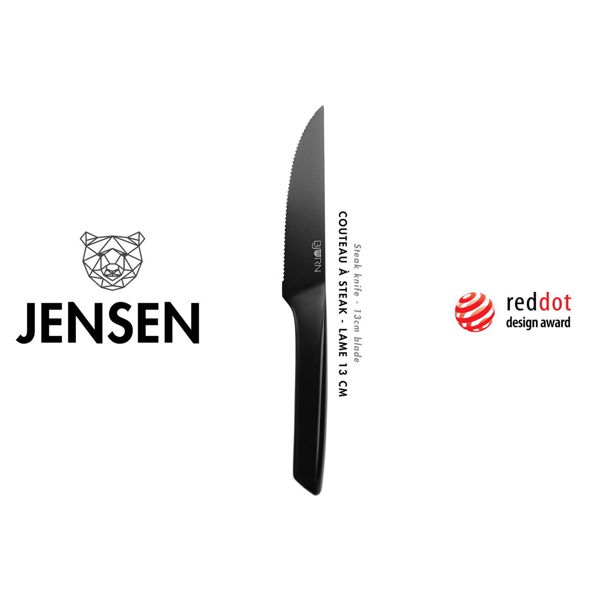 Lot de 6 couteaux à steak en inox, NUDE noir mat, BJORN