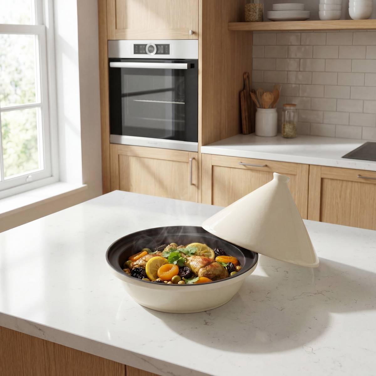 Tajine rond en grès MAGMA blanc, 5FIVE SIMPLY SMART