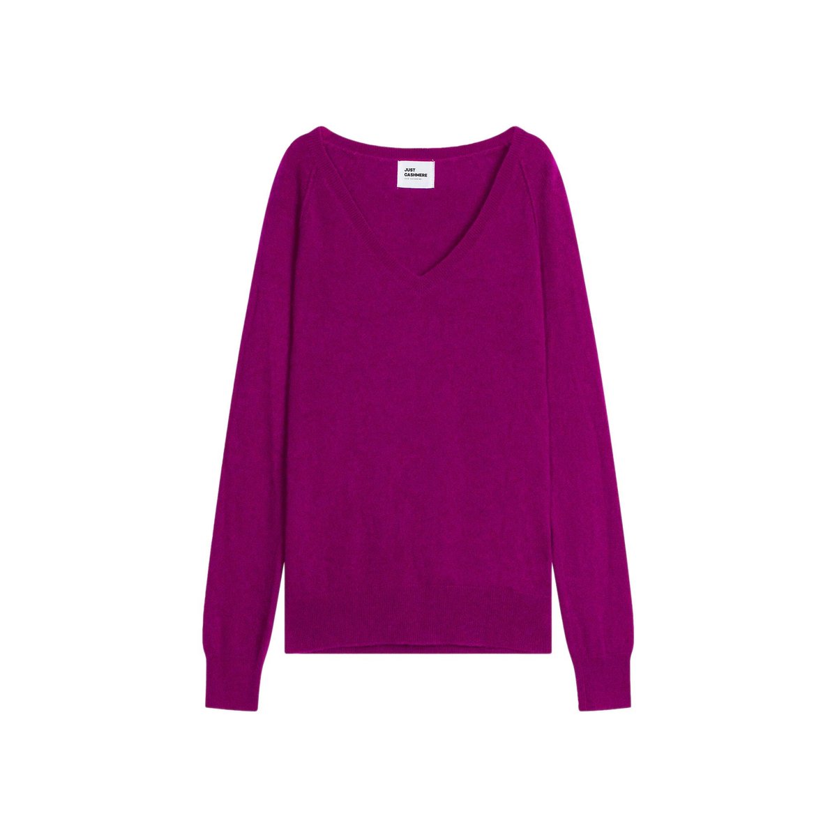 Pull Col V  Violine Phoebe violet foncé, JUST CASHMERE