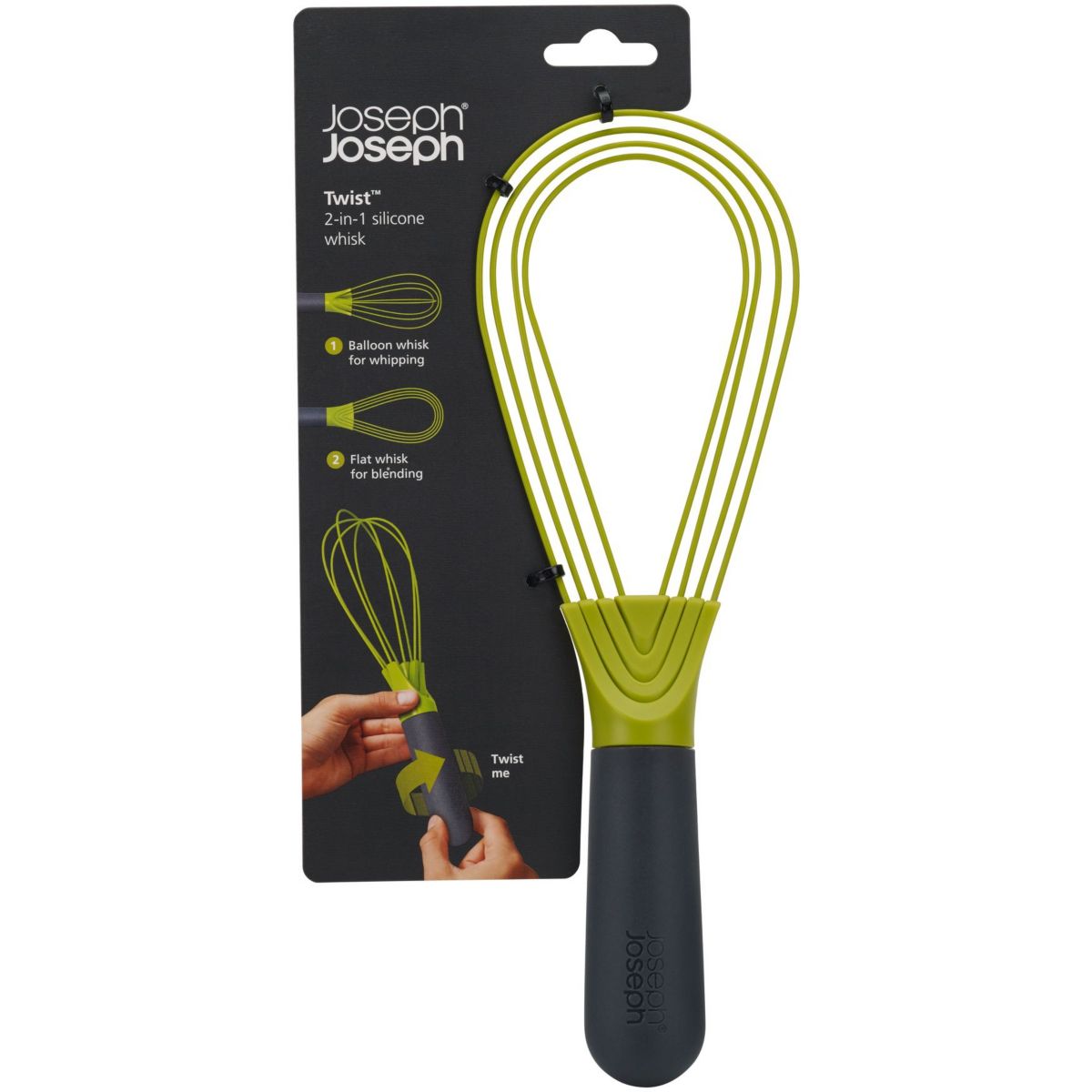 Fouet en silicone 2 en 1 twist vert, JOSEPH JOSEPH