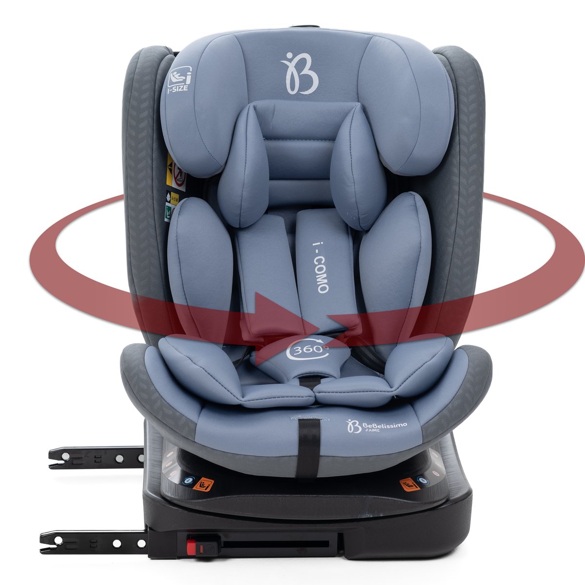 Bebelissimo - Siège auto Isofix - pivontant 360 ° - 40-150 cm - 0-36kg i- COMO gris couleur unique, BEBELISSIMO J'AIME