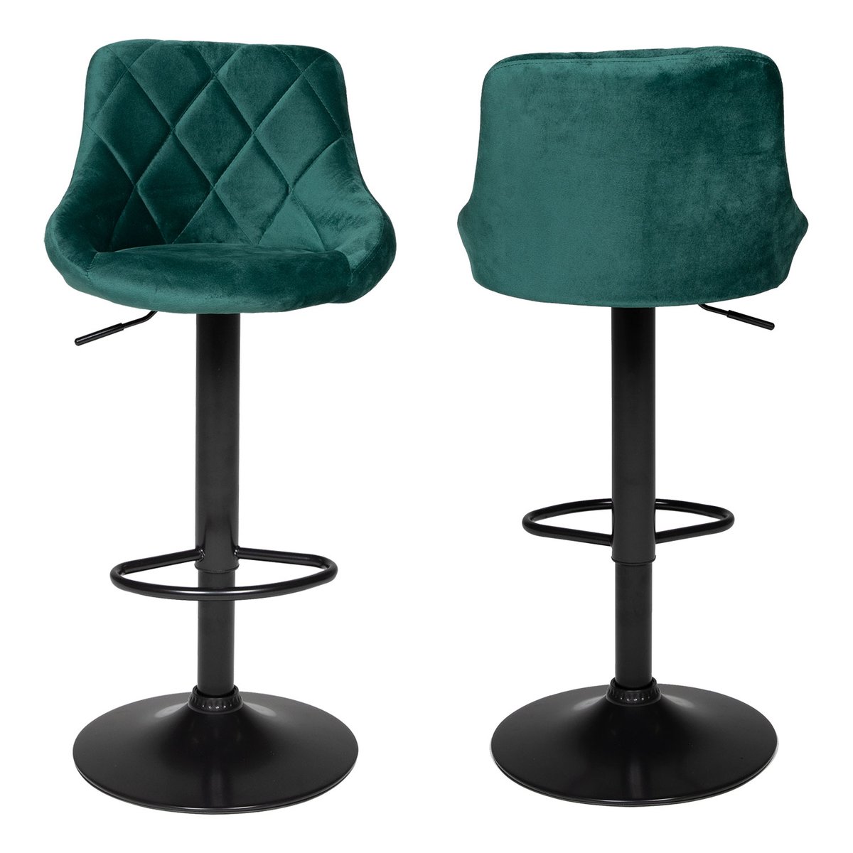 Lot de 2 tabourets de bar, ROBIN vert, noir, HAPPY GARDEN