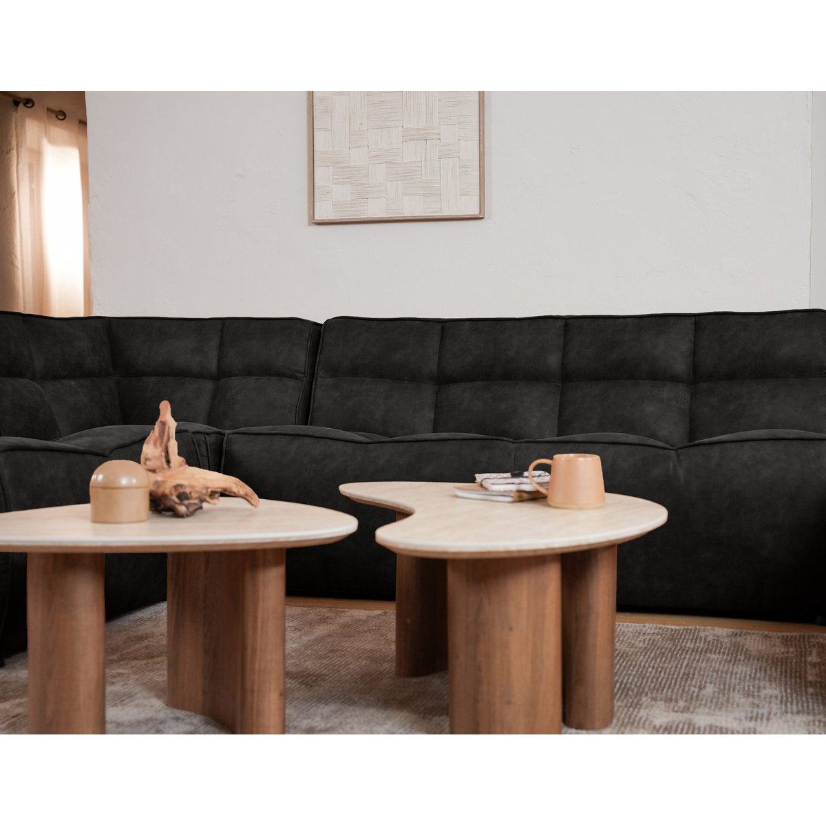 Canapé d'Angle réversible 1 places - ALYA noir, BEST MOBILIER