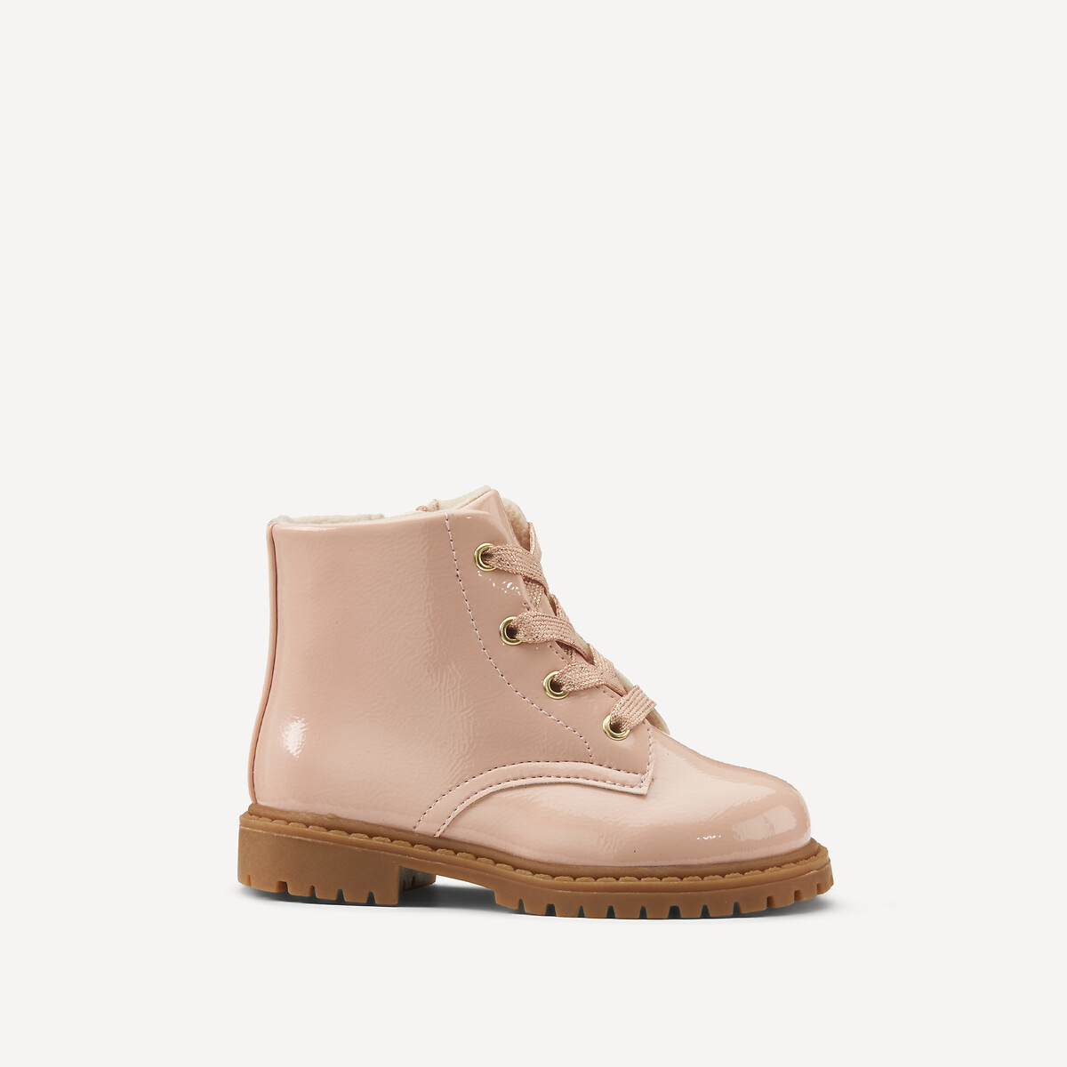 Kids Patent Lace-Up Ankle Boots pink, LA REDOUTE COLLECTIONS