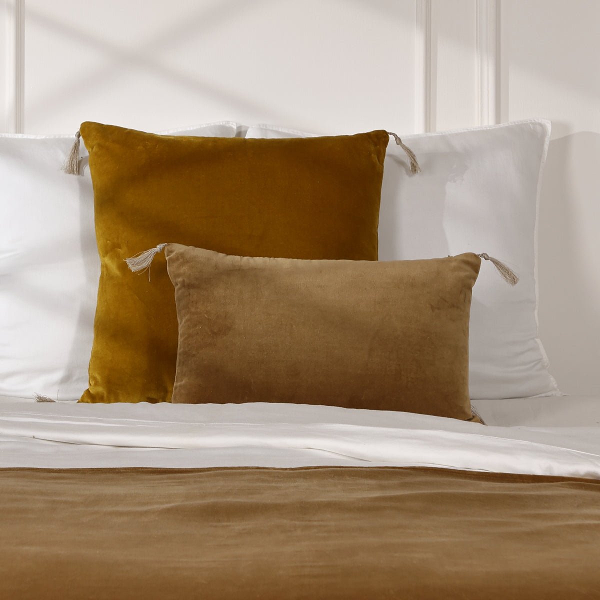 Coussin coton DANUBE camel, FEBRONIE