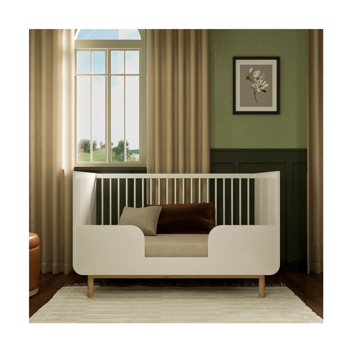Pack lit bébé évolutif Montessori avec matelas SASHA blanc, AKITEN RETAIL