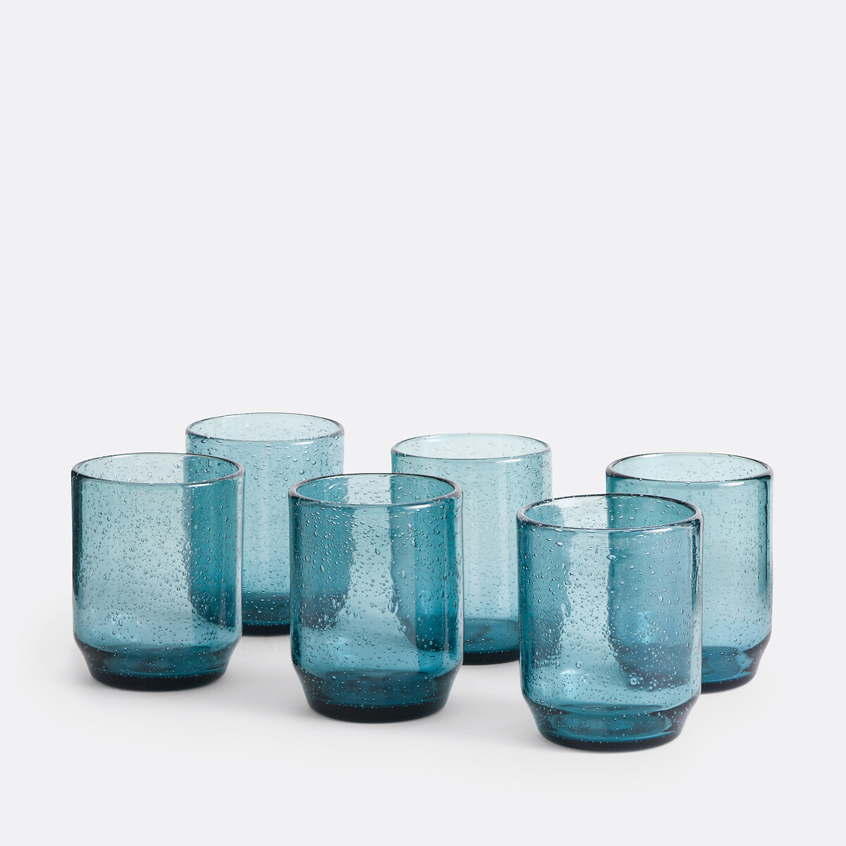 Lot de 6 verres à eau en verre bullé, FARAJI bleu, LA REDOUTE INTERIEURS