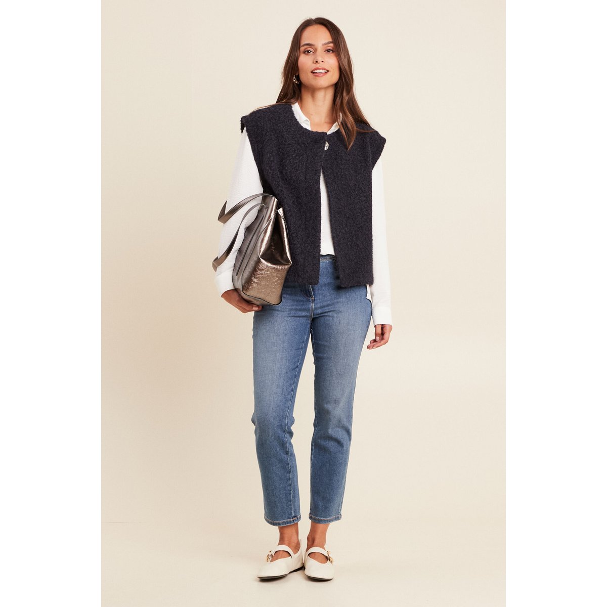 Gilet ample sans manches bleu foncé, BREAL