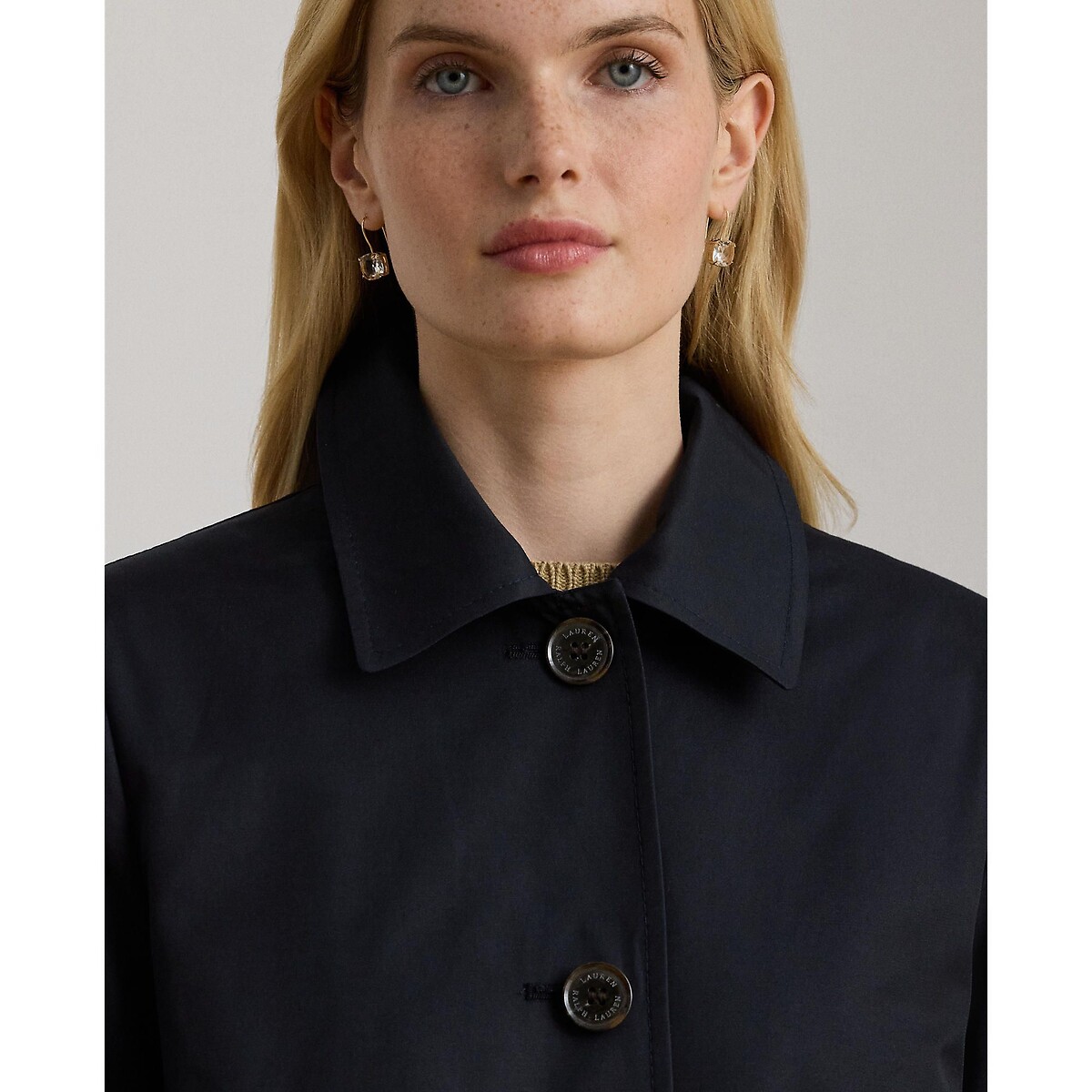 Trench long  fermeture boutonnée, mi-saison marine, LAUREN RALPH LAUREN