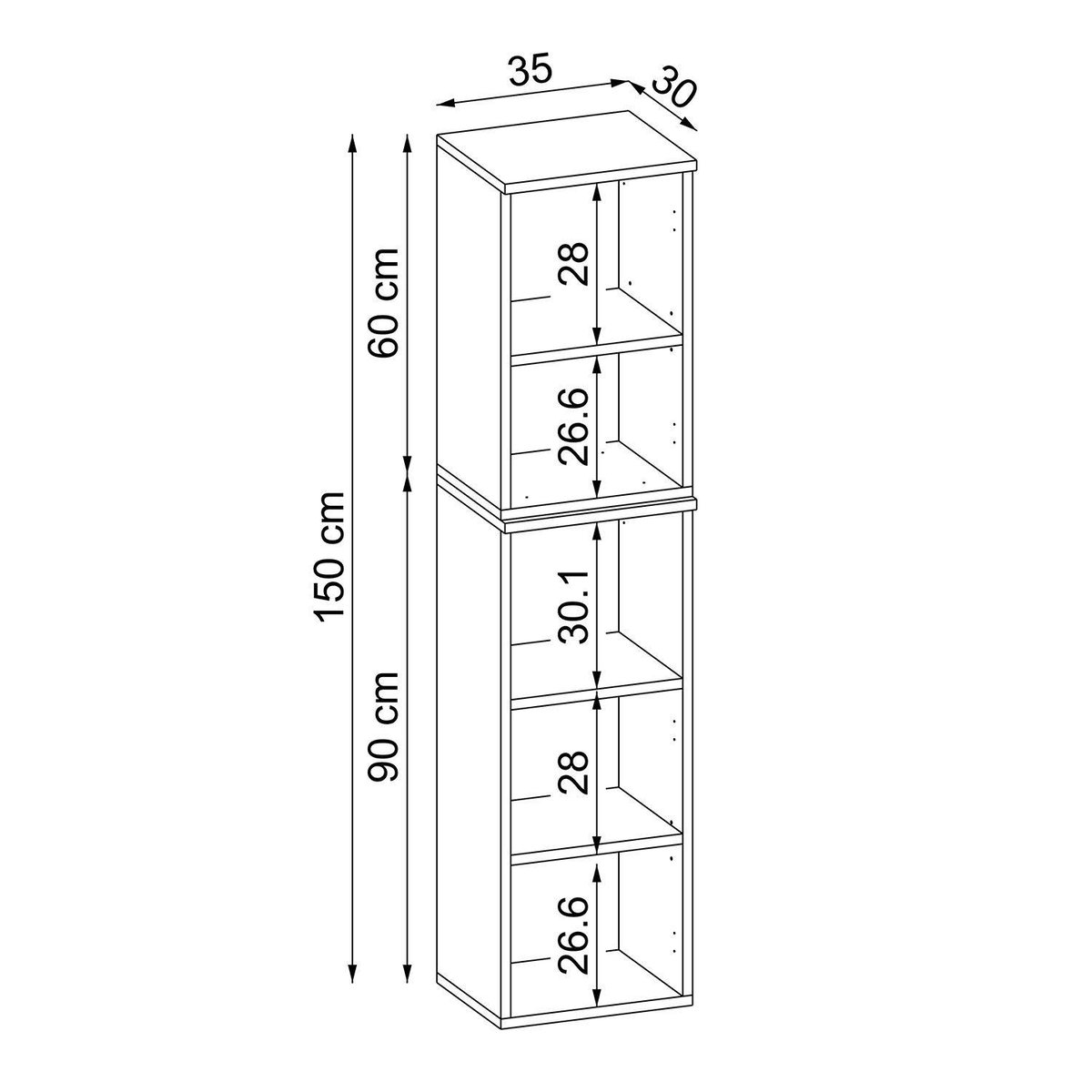 Colonne salle de bains suspendue 2 portes RILL blanc, PIER IMPORT