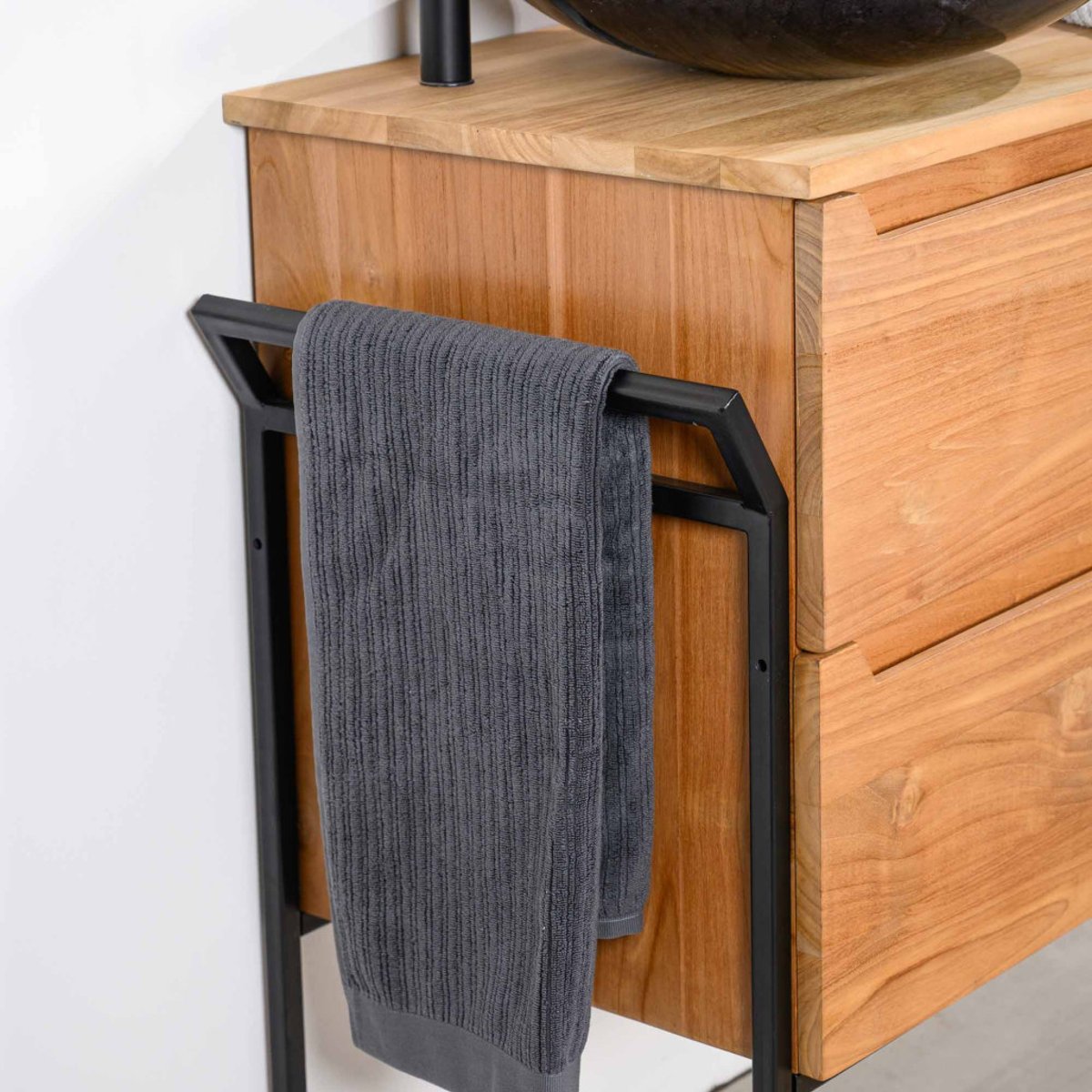Meuble sous vasque en teck massif Vila 120cm naturel, WANDA COLLECTION