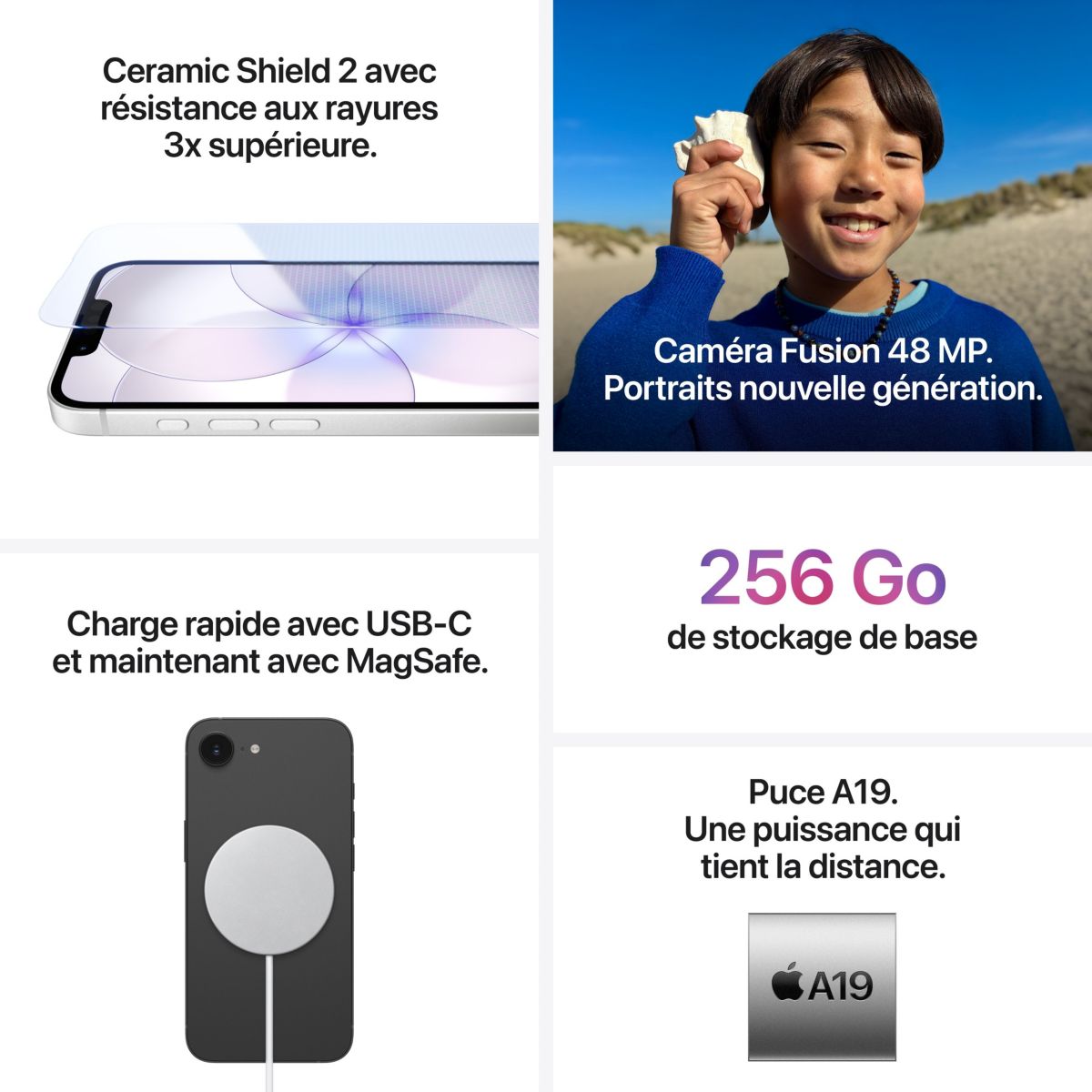 Smartphone iPhone 17E 5G 256Go Noir couleur unique, APPLE
