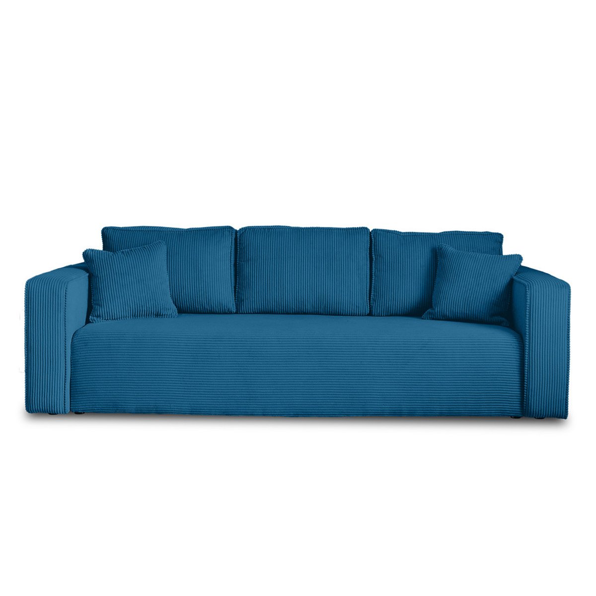 Canapé convertible 3 places velours côtelé, TOPAZE bleu ardoise, BEST MOBILIER