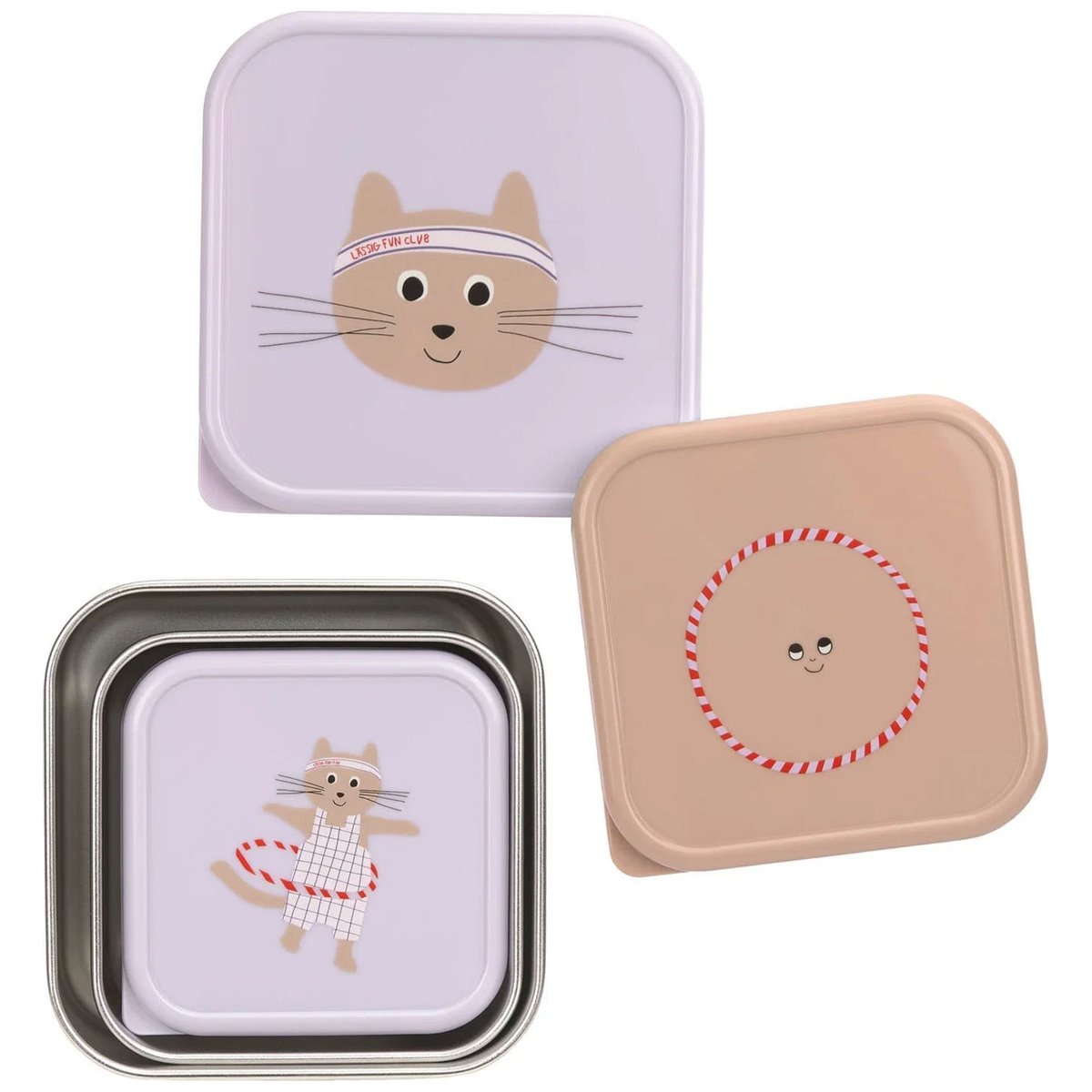 Lot de 3 boîtes à goûter lilas, rose, LASSIG
