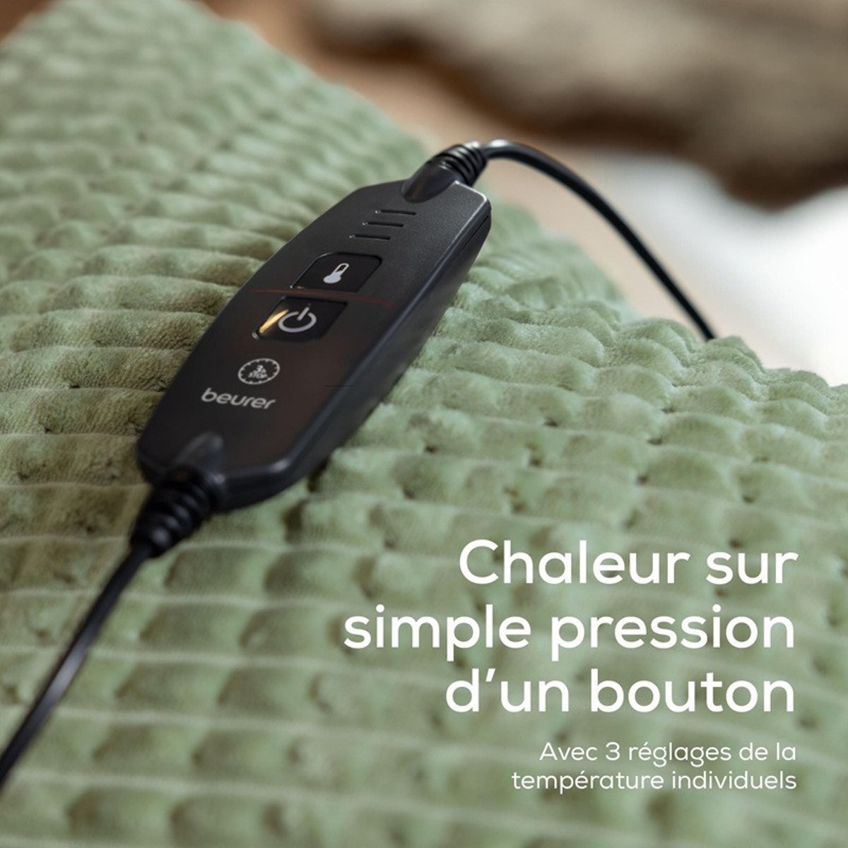 Couverture Chauffante - HD 72 Waffle Verte couleur unique, BEURER