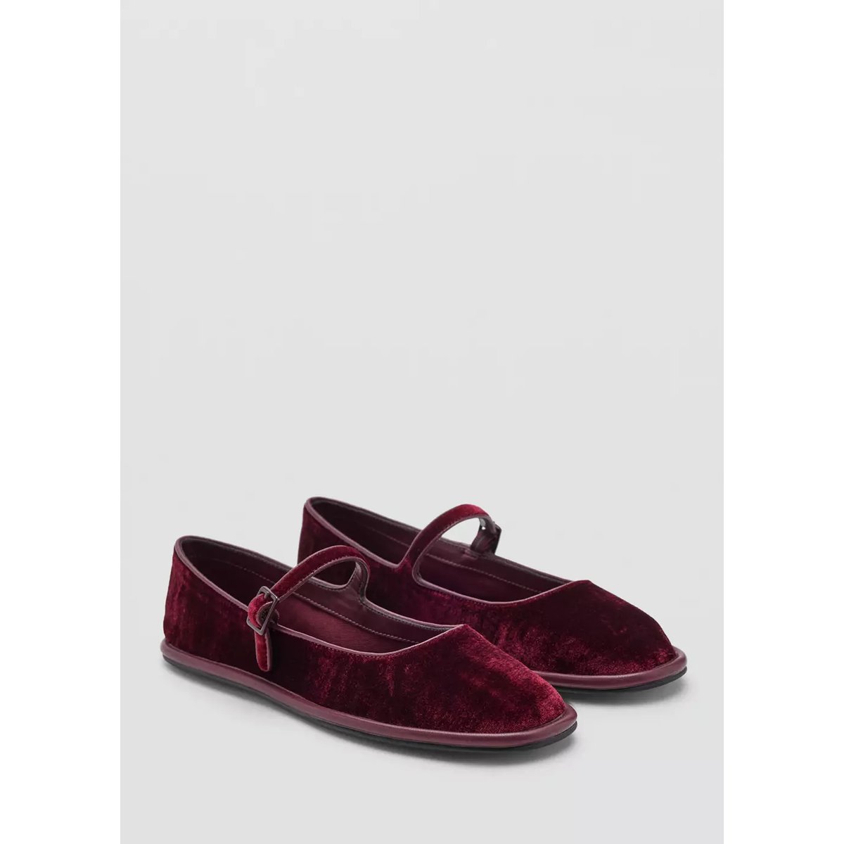 Ballerines en velours à boucle bordeaux, MANGO TEEN