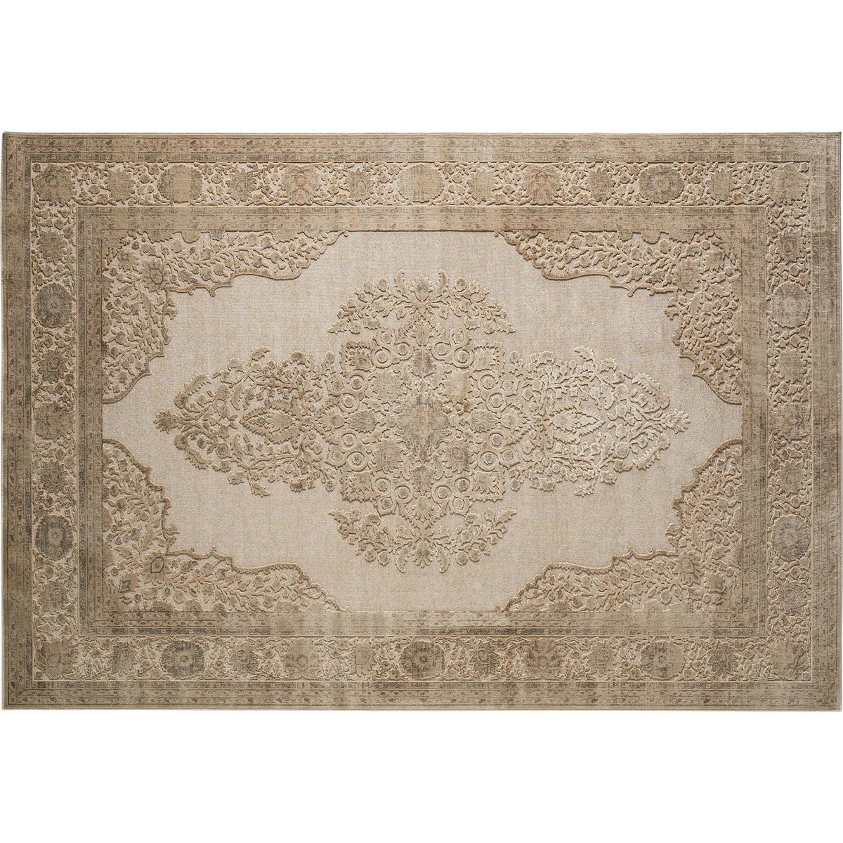 Tapis style classique en viscose tons clairs beige naturel, RECOLLECTION