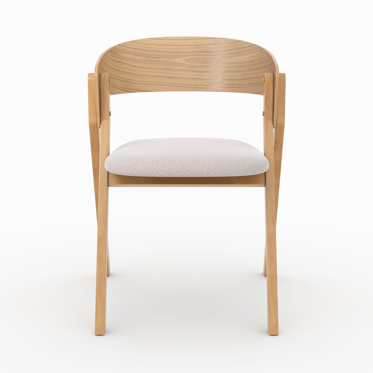 Chaise en bois d'hévéa et tissu - HÉLOÏSE beige, MAISON PAVANE
