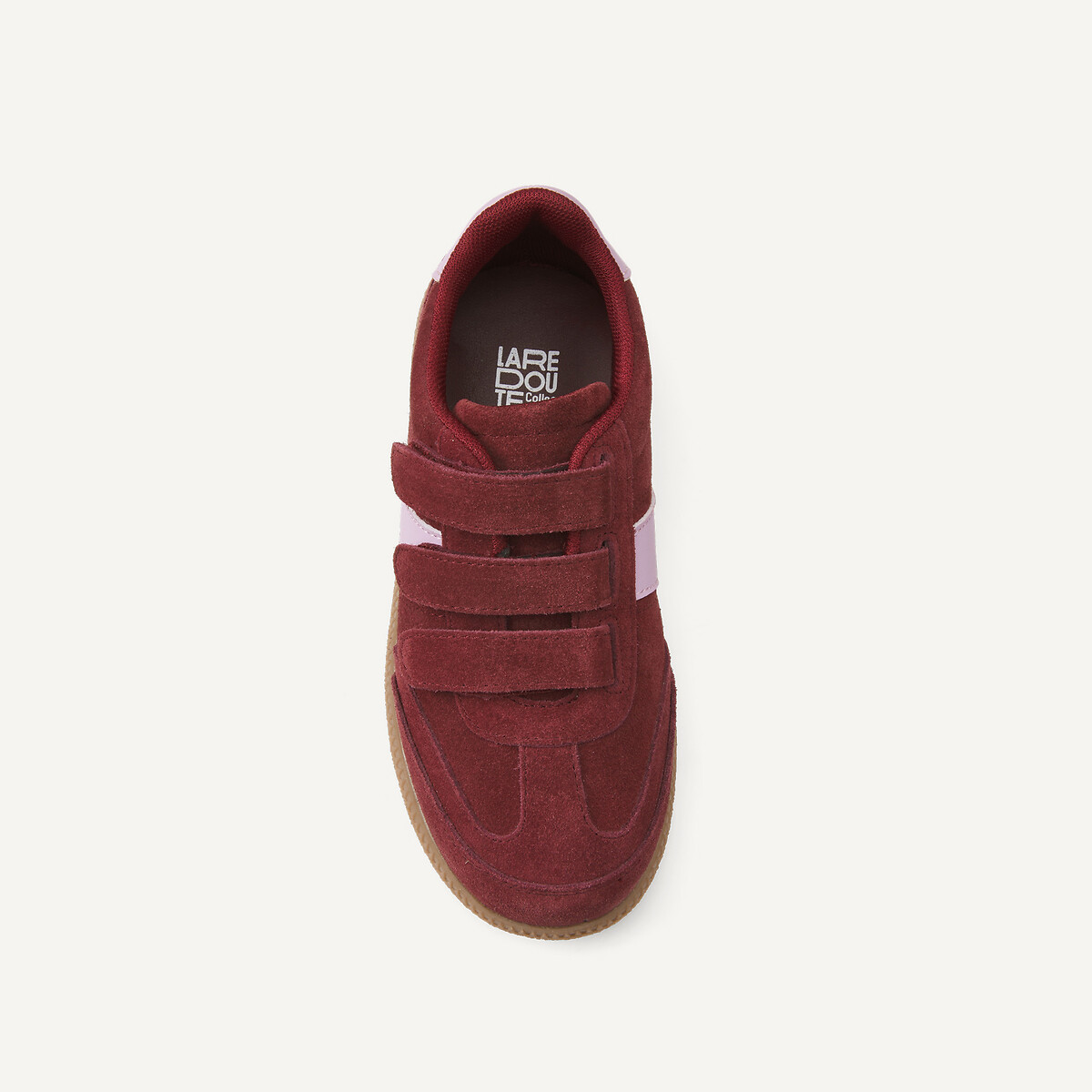 Baskets à scratchs, en cuir bordeaux, LA REDOUTE COLLECTIONS
