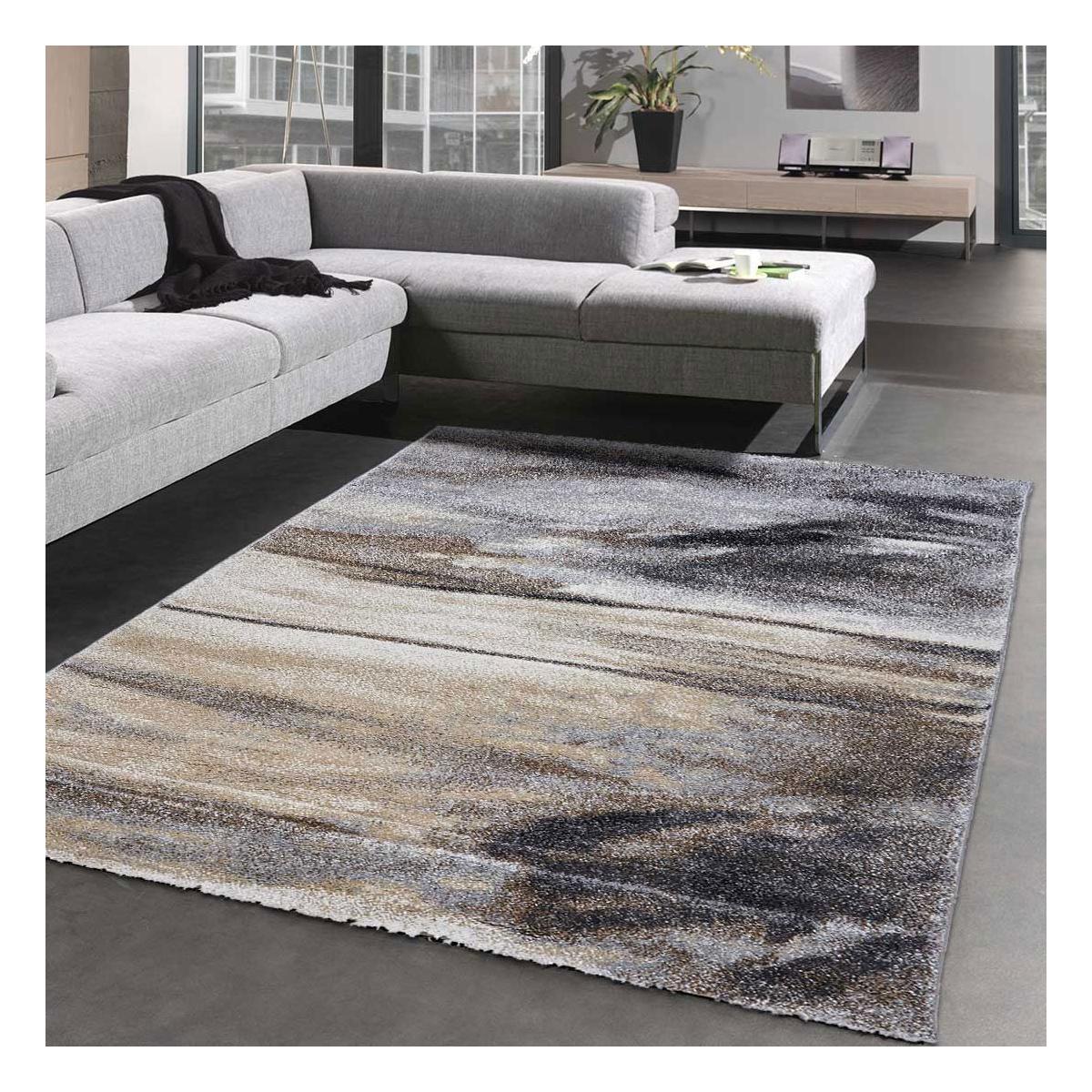 Tapis chambre tissé motif rond EL 55 gris, UN AMOUR DE TAPIS