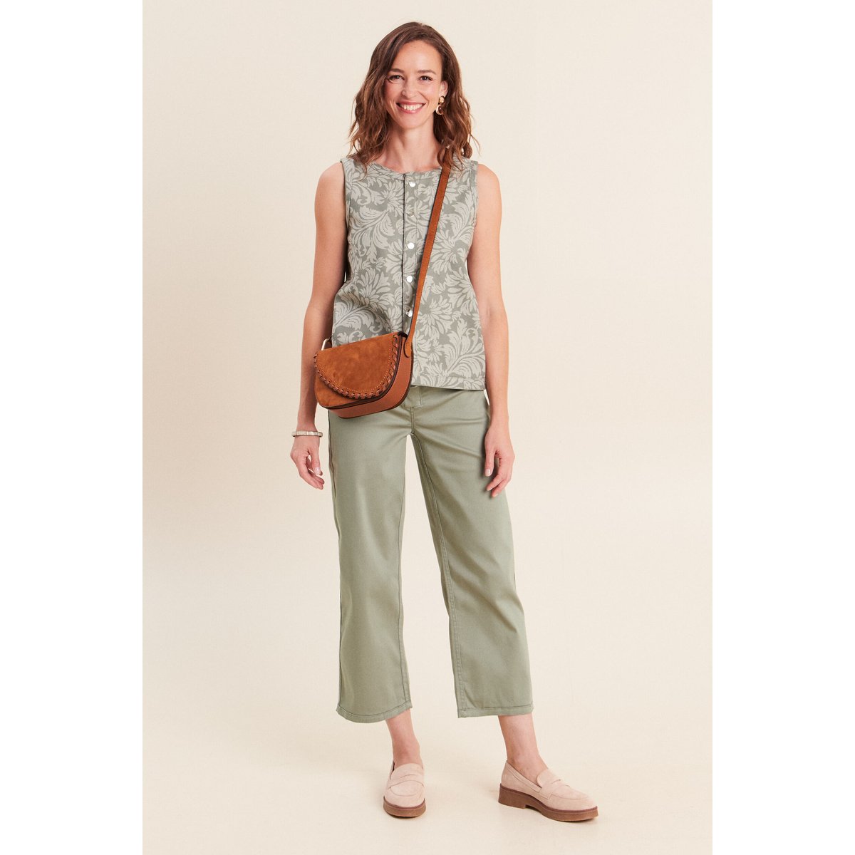Pantalon droit 7/8ème taille basculée gris, BREAL