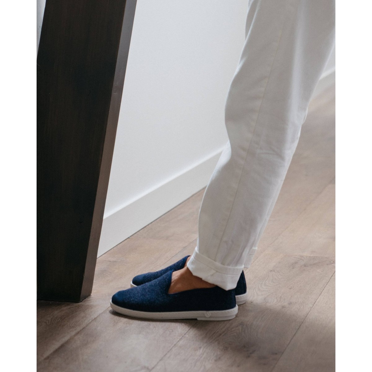 Chaussons en laine recyclée bleu marine, ANGARDE