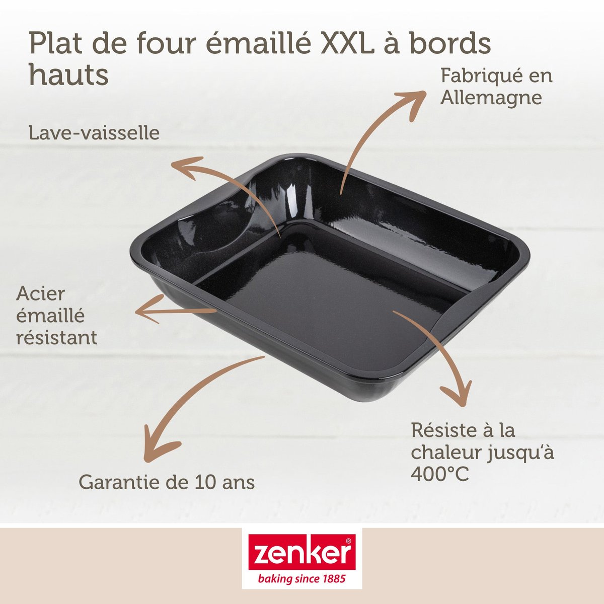 Lot de 2 plats four 40/34/8 cm émaillé SPECIAL COOKING noir, ZENKER