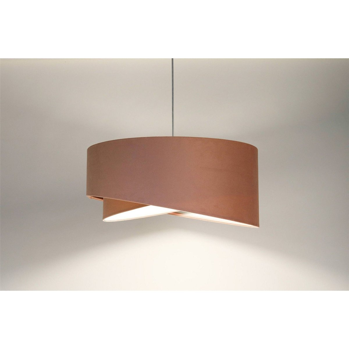 Suspension ronde en velours Jasmin bebe rose poudré et gris clair, BPS KONCEPT