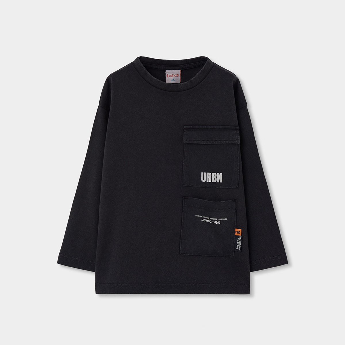 T-shirt garçon en maille avec texte URBN noir, BOBOLI