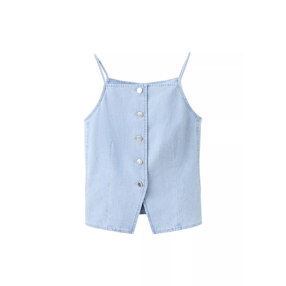 Jupe midi en mélange de lin et coton bleu, MANGO