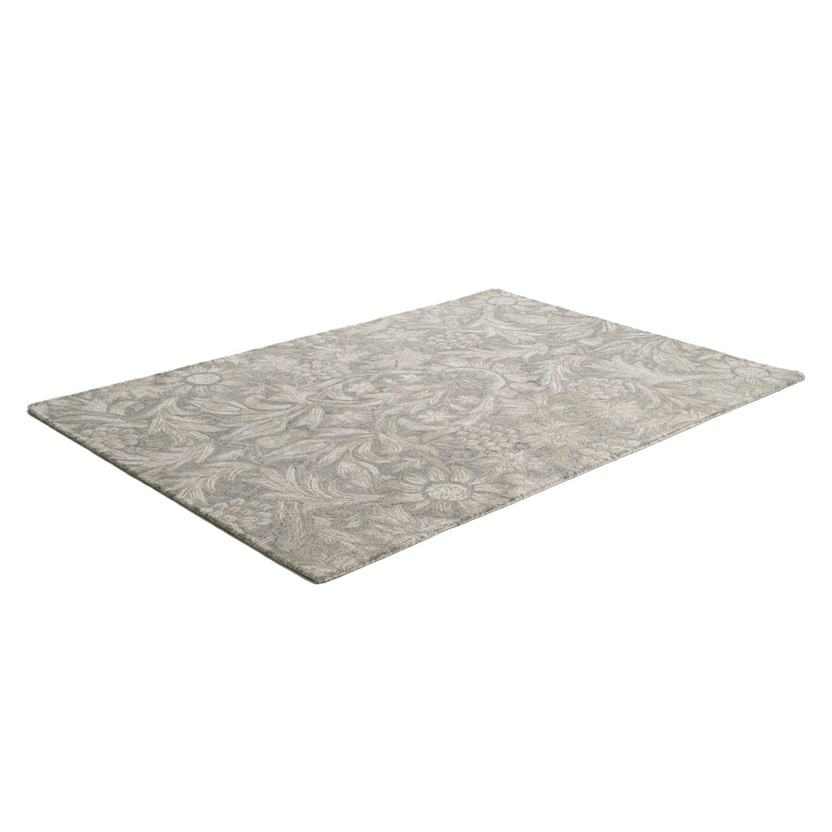 Tapis tufté main en laine vierge et viscose beige, THEKO