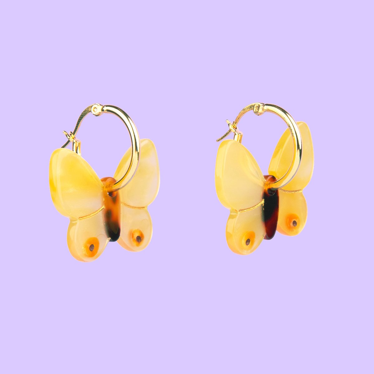 Boucles d'oreilles PAPILLON JAUNE jaune, COUCOU SUZETTE