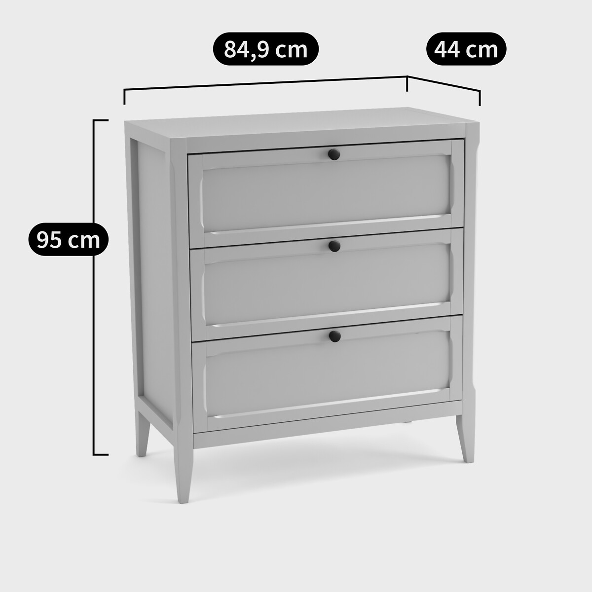 Eugénie Chest of 3 Drawers light grey, LA REDOUTE INTERIEURS