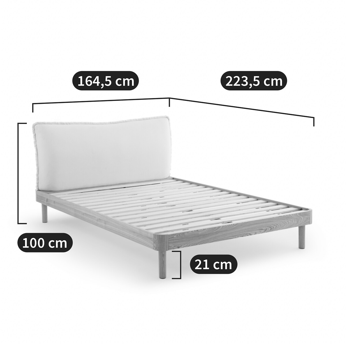 Bett Amedi mit Kopfteil und Lattenrost natur, LA REDOUTE INTERIEURS