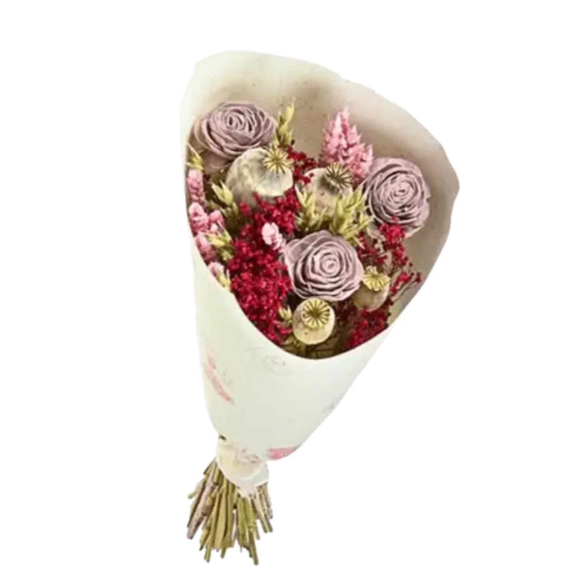 Bouquet de fleurs séchées Pink Pastel 50 cm couleur unique, NATURALYS