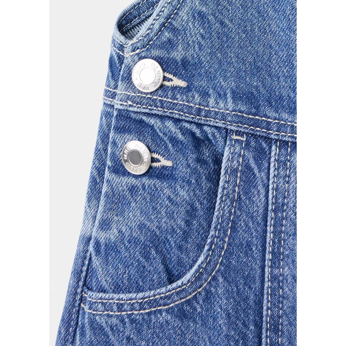 Salopette en jean à coutures visibles bleu moyen, MANGO BABY