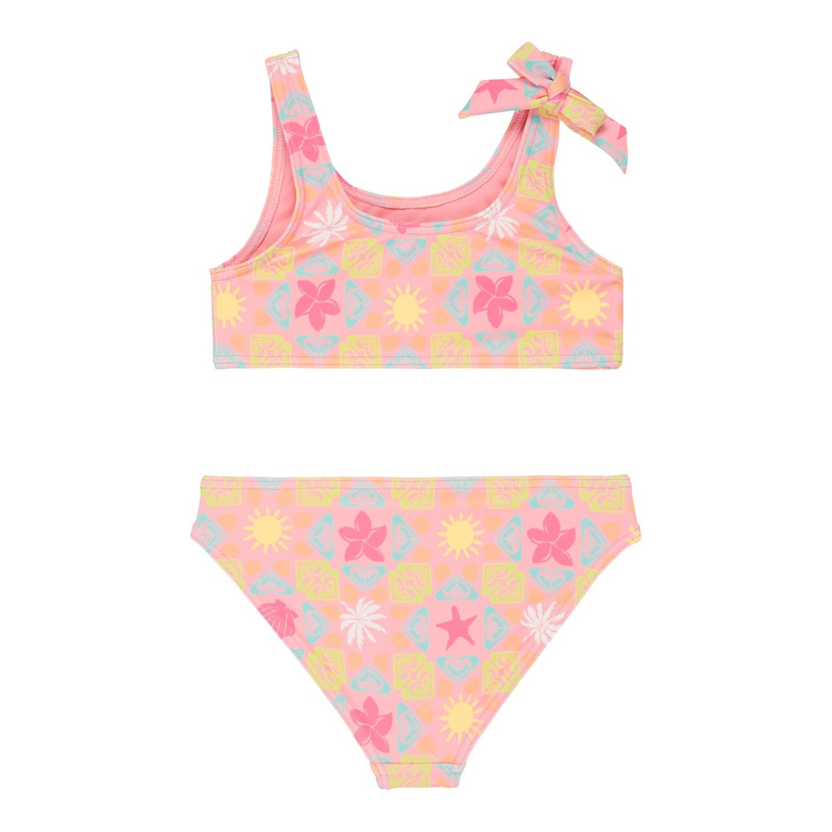 Ensemble 2 pièces bikini bralette deux pièces CHECK SET. rose plumeria hippie hour diagonal, ROXY