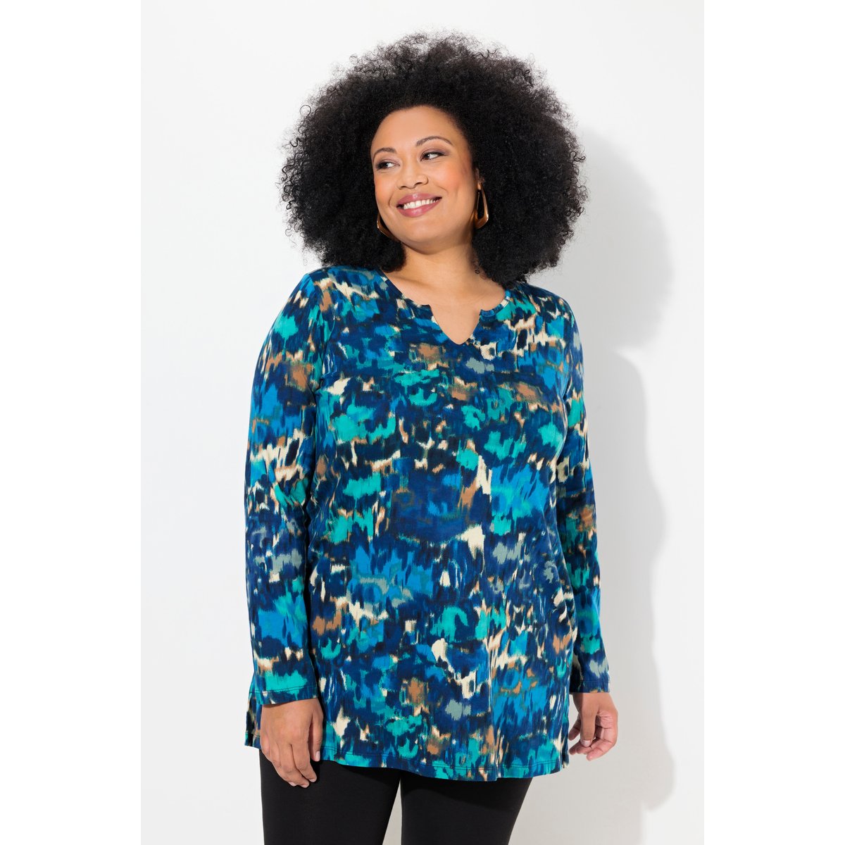 T-shirt long marine, ULLA POPKEN