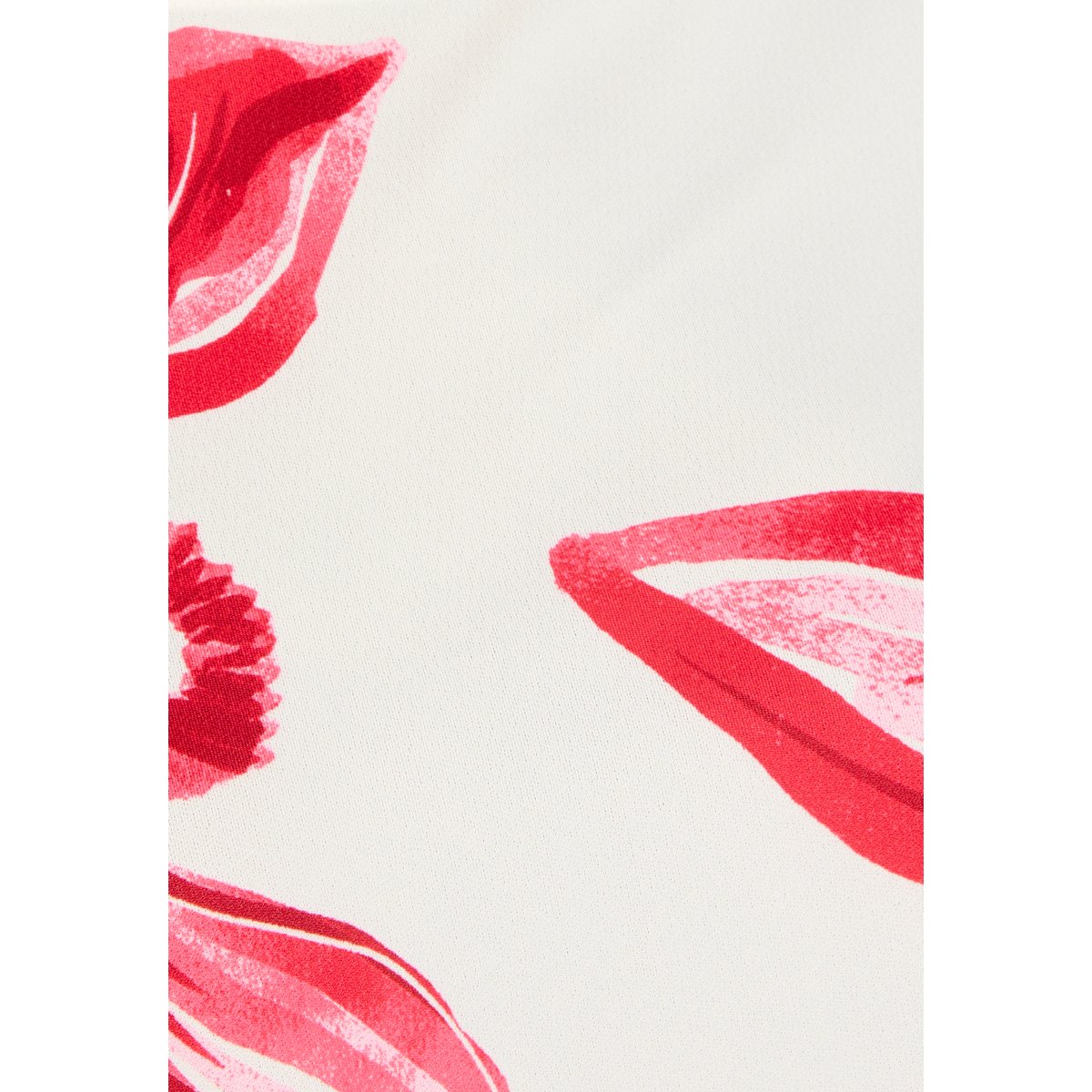 T-shirt crêpe imprimé devant rouge fleuri, DAMART