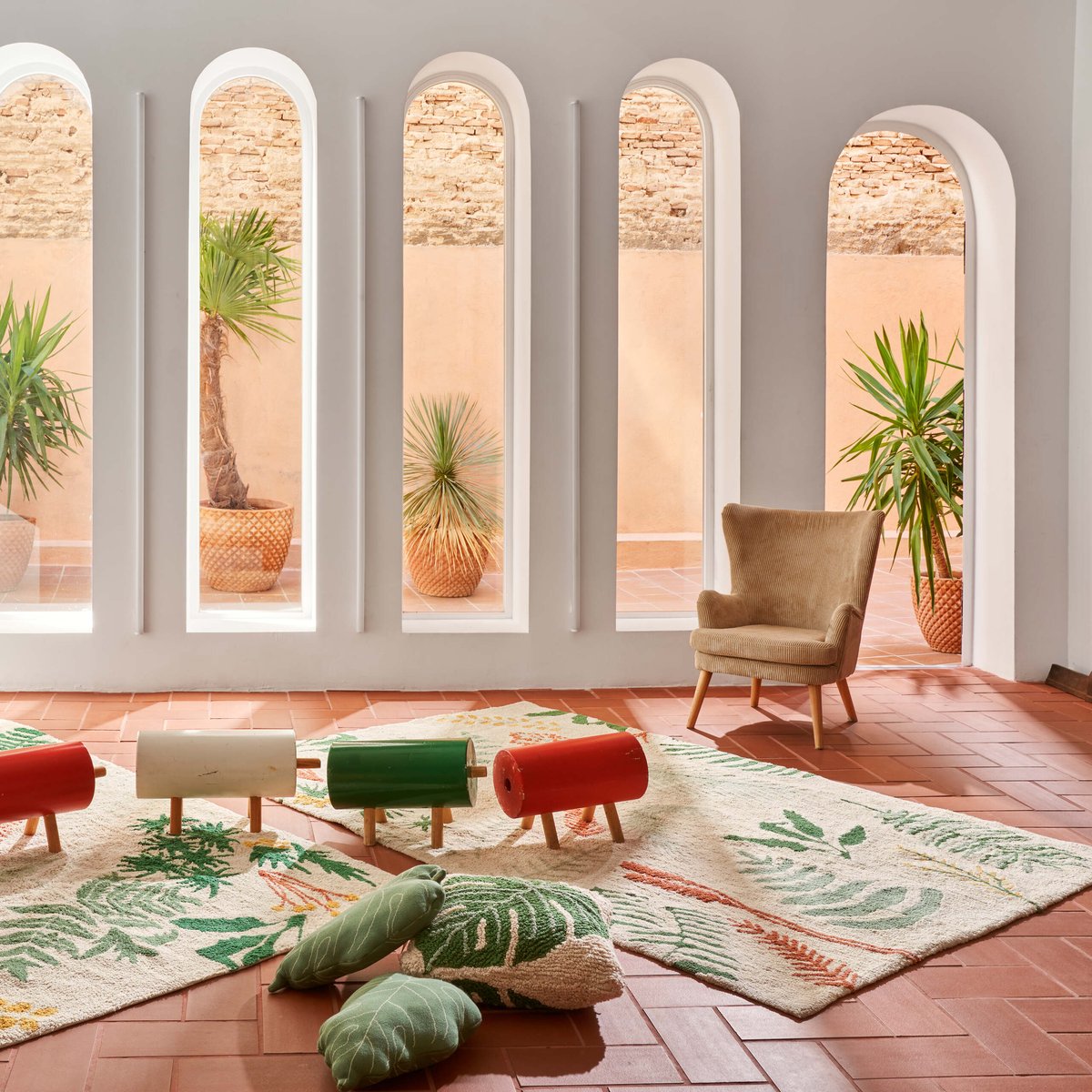Tapis Rectangulaire en coton Plantes Botaniques PLANTS multicolore, LORENA CANALS