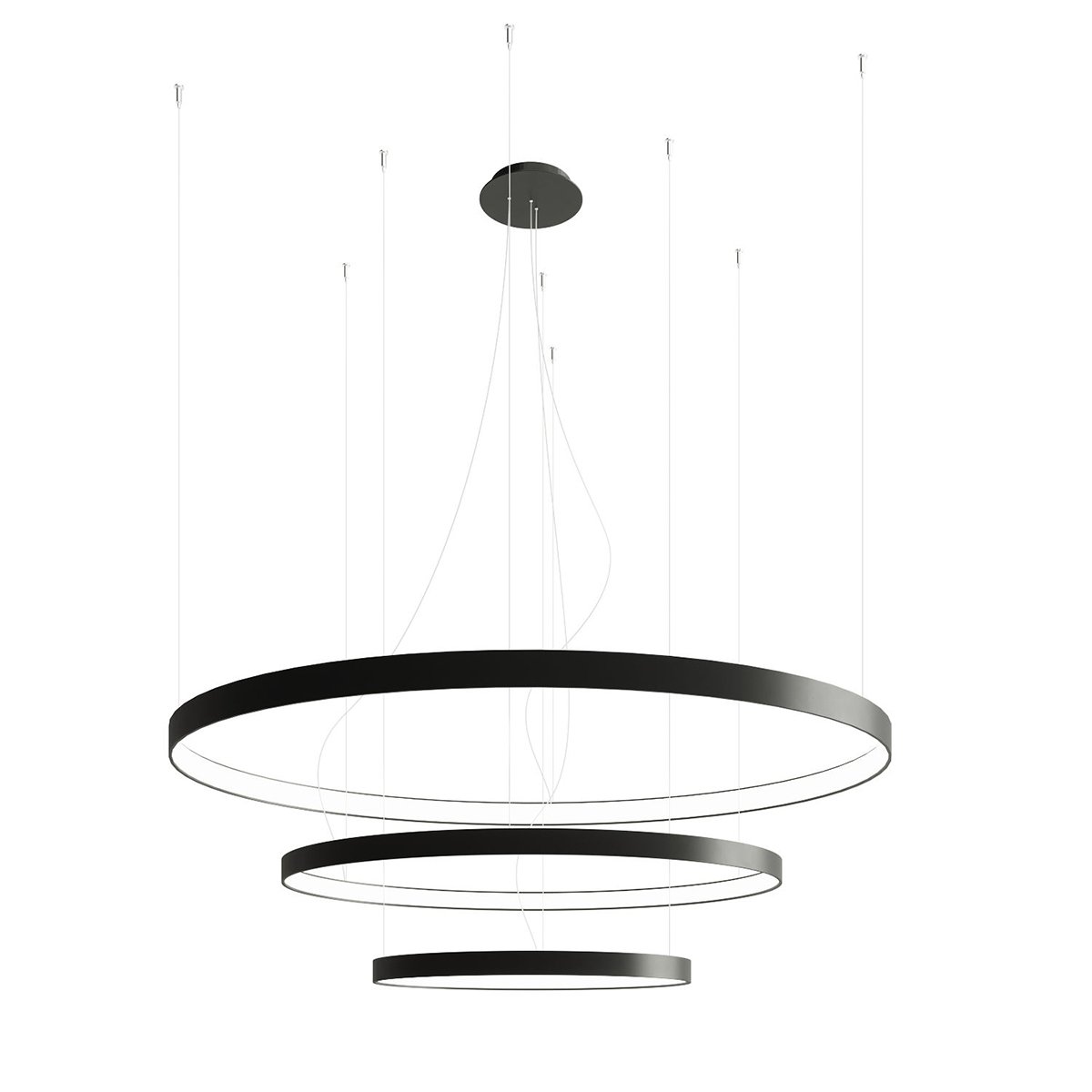 Lustre Aluminium Noir LED 3 Rio noir, EDEN